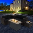 thumbnail image 4 of Gymax 5PCS Patio Furniture Set w/42'' Propane Fire Pit Table Cushions Storage Box, 4 of 10