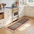thumbnail image 6 of 2'x10' Runner Rug, Yamaziot Washable Rug Runner for Long Hallway, Non Slip Laundry Room Mat Kitchen Floor Carpet, Persian Boho Green, 6 of 8