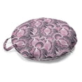thumbnail image 1 of Abstract Round Floor Cushion with Handle, Geometric Patterns Along Floral Ornaments and Wavy Lines Scribbles, Pillow for Living Room & Dorms, 18" Round, Pale Fuchsia and Eggplant, by Ambesonne, 1 of 4