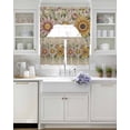thumbnail image 3 of Vintage Daisy Floral Swag Kitchen Curtains Sets for Windows 24 Inch Length, Spring Flowers Botanical Leaves Rustic Short Window Curtain Swags Valances and Tiers 3 Piece Set for Cafe/Dining Room, 3 of 5
