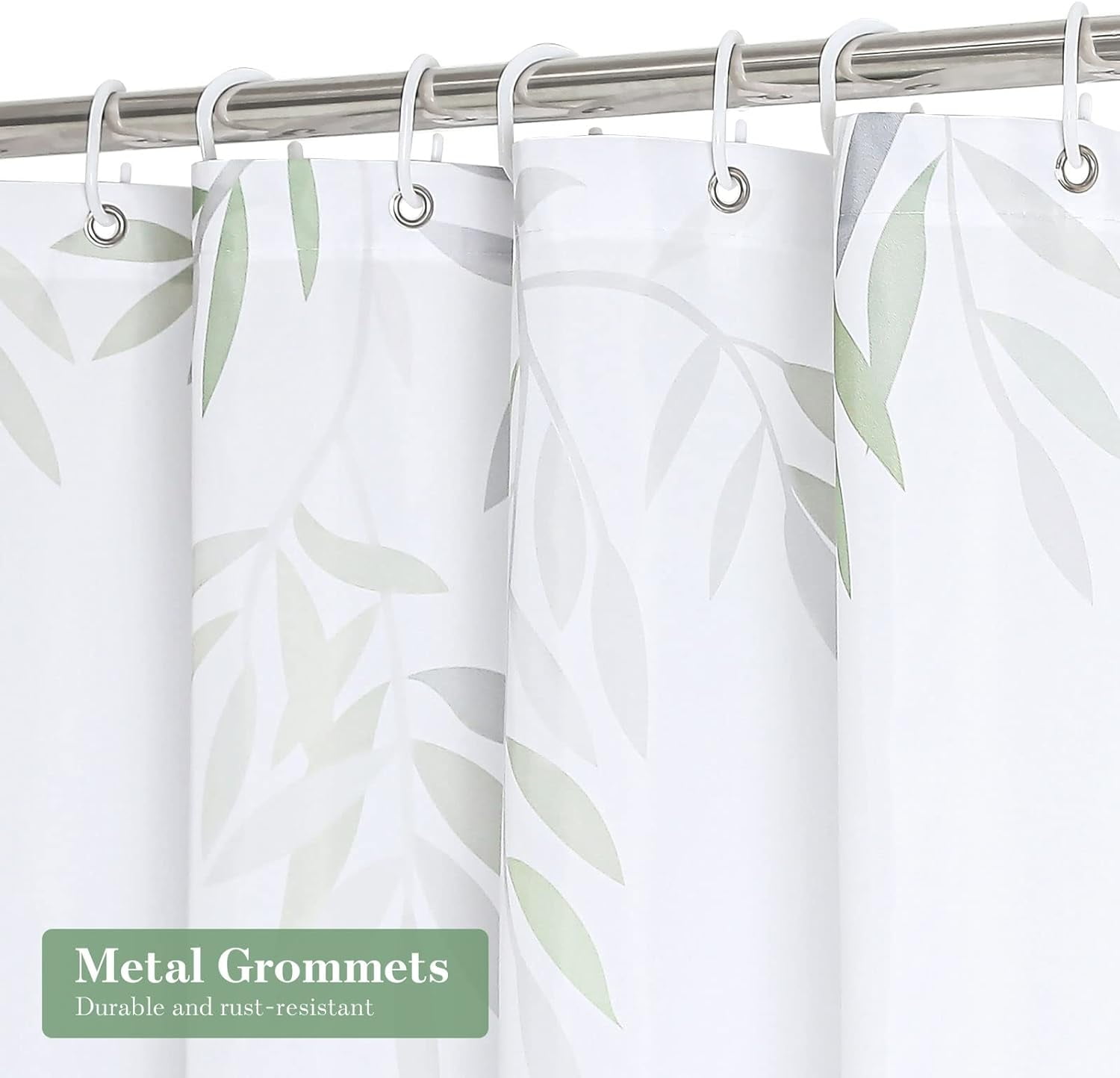 Extra Long Leaves Shower Curtain 72 x 84, Vintage Bathroom Shower Curtain with Plant Leaves, XL Rustic Spring Fabric Cloth Shower Curtains for Chic Bathroom Decor