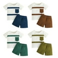 thumbnail image 4 of Hotiary Toddler Kids Boys Summer Outfits Patchwork Color Block Short Sleeve Shirt + Solid Color Elastic Waistband Shorts 2 Piece Sets Baby Child Clothes for 1 Years-6 Years, 4 of 4