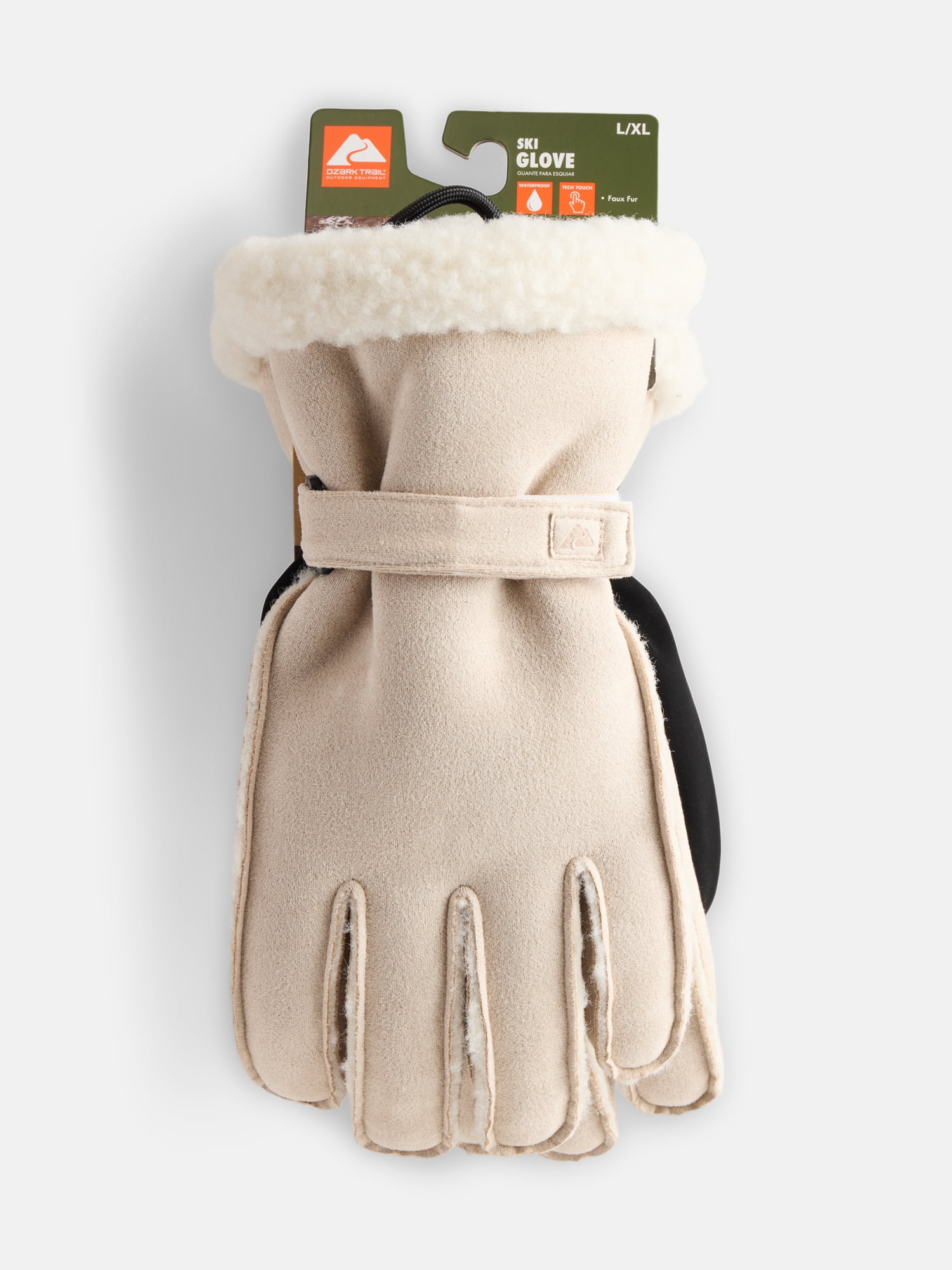 Ozark Trail Women's Faux Suede Ski Gloves, Taupe, Sizes S/M