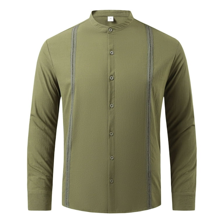 LIUJUNSHOP Men's Long Sleeve Casual Solid Holiday Cardigan Shirt - Main Image