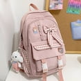 thumbnail image 6 of CHELIASD Cute Bow Tie Backpack Kawaii Plaid Print Aesthetic Backpack for Women Lightweight Bags with Cute Pendantt, 6 of 9