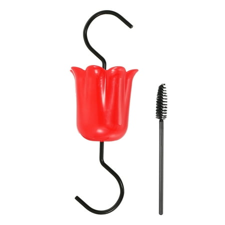 

Uxcell Hummingbird Feeder Moat Plastic Flower Guard with Hanging Hook and Brush Red