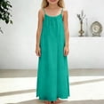 thumbnail image 2 of Girls Backless Cami Dress Sleeveless House Dress Green Girl Flowy Dress Maxi Sundress Cute Summer Dress, 2 of 6