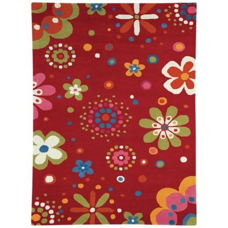 Dynamic Rugs Fantasia Flower Power 1705 Kids Area Rug - Bright Red