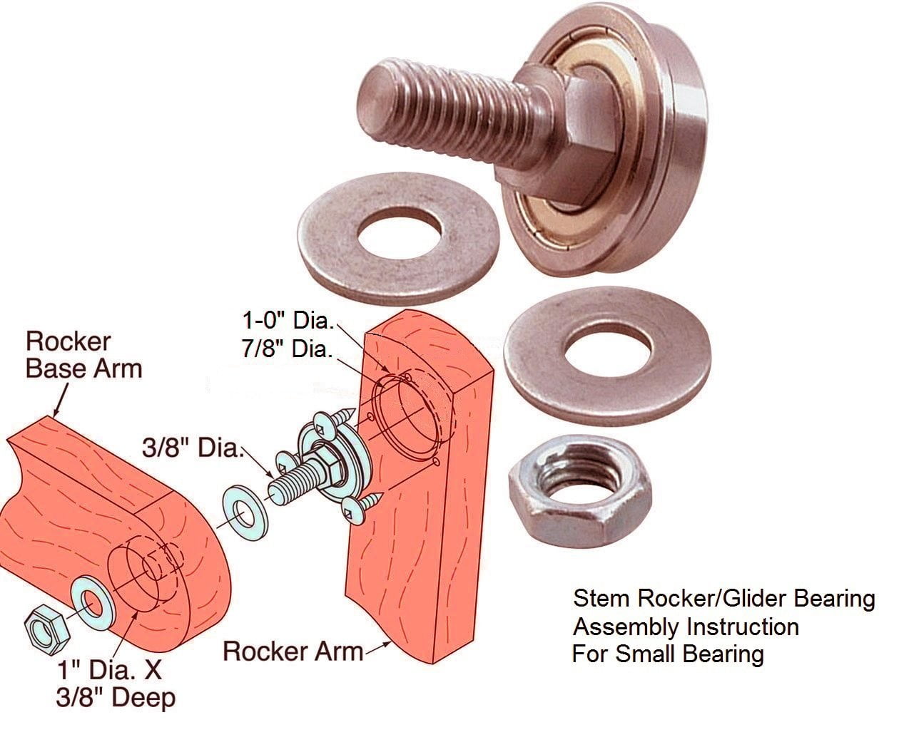 Glider and Rocker Hardware with Mounting Hardware Bearing Replace 124094. Furniture and Miscellaneous 8 XiKe Stem Rocker Assembly Bearing 1-1/8 OD