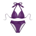 thumbnail image 4 of 2 Piece Swimsuit for Women String Triangle Separates Bikini Sets Solid Color Purple Bathing Suit for Women XL, 4 of 5
