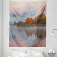 thumbnail image 1 of Landscape Tapestry, Mountains Scenery Misty Nature View Forest Lake Reflection Pink Sky Photography, Fabric Wall Hanging Decor for Bedroom Living Room Dorm, 5 Sizes, Multicolor, by Ambesonne, 1 of 1