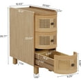 thumbnail image 3 of Tribesigns Solid Wood End Table, 3-Drawer Rattan Side Table, Night Stand with 3 Rattan Drawers, 3 of 7