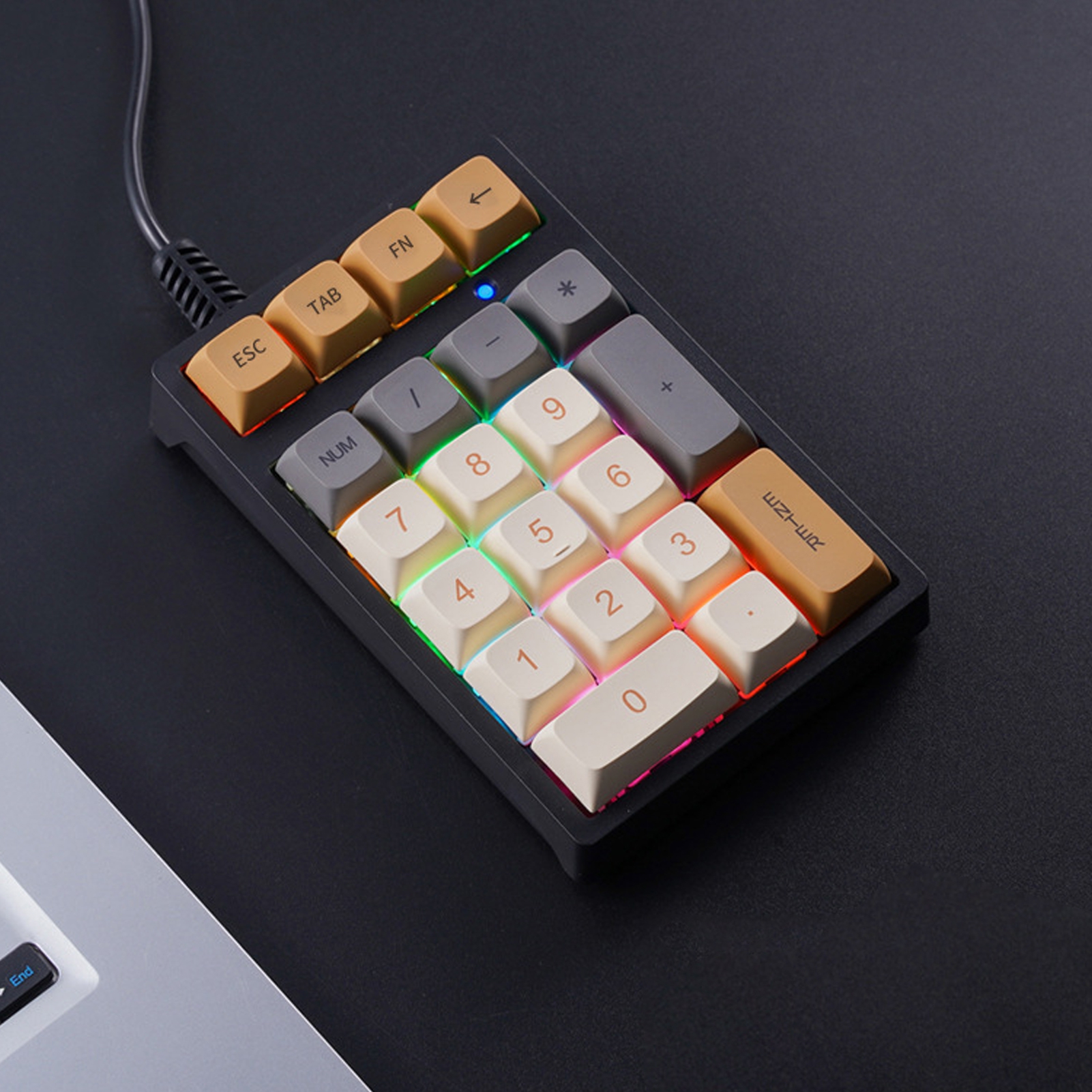Naierhg Laptop Keypad with Mechanical Green Switches Mechanical Green Switch Laptop Keypad Usb Wired External Number Keyboard 21-key Mechanical for Laptop Multicolor