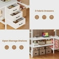 thumbnail image 5 of Afuhokles Loft Full Size Bed with Desk, LED Lights and Charging Station, Metal Loft Bed Frame with Fabric Drawers and Shelves, White, 5 of 9