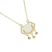 Auspicious Cloud Ruyi Necklace Gold Statement for Women Jade Jewelry Chinese Lock Pendant Charm Miss