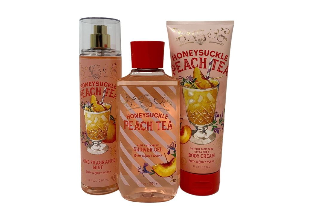 Bath and Body Works HONEYSUCKLE PEACH TEA Trio Gift Set Body Cream