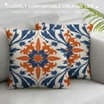 thumbnail image 3 of PIKWEEK Navy Blue Orange Boho Pillow Covers, Bohemian Ethnic Carpet Pattern Design Decorative Throw Pillows Blue Print Farmhouse Cushion Pillow Covers for Sofa Couch Outdoor Decor, 3 of 5
