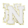 thumbnail image 1 of Parches de letras Uxcell Chenille 2 Pcs Parches de letra N para planchar Reparar Aplicaciones con borde de purpurina Blanco 2.2", 1 of 7
