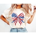 thumbnail image 2 of VibeNest Studio Unisex 250th Anniversary American Flag Bow Coquette Patriotic 4th of July Garment Dyed Graphic T-Shirt, 2 of 9
