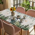thumbnail image 3 of Green Snowman Christmas Table Cloths for 4 Foot Rectangle Tables, Xmas Snowflake Eucalyptus Leaves Rustic Patio Waterproof Elastic Fitted Tablecloths, Washable Rectangular Table Cover for Camping, 3 of 8