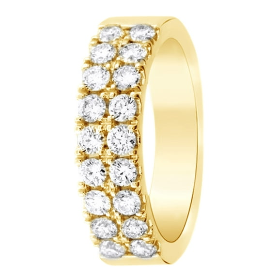 AFFY Round Cut Cubic Zirconia Double Row Eternity Band Ring in 14k Yellow Gold Over Sterling Silver (1 Cttw)
