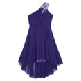 thumbnail image 4 of YONGHS Kids Girls One Shoulder Formal Gown High Low Hem Evening Dress Purple 14, 4 of 5