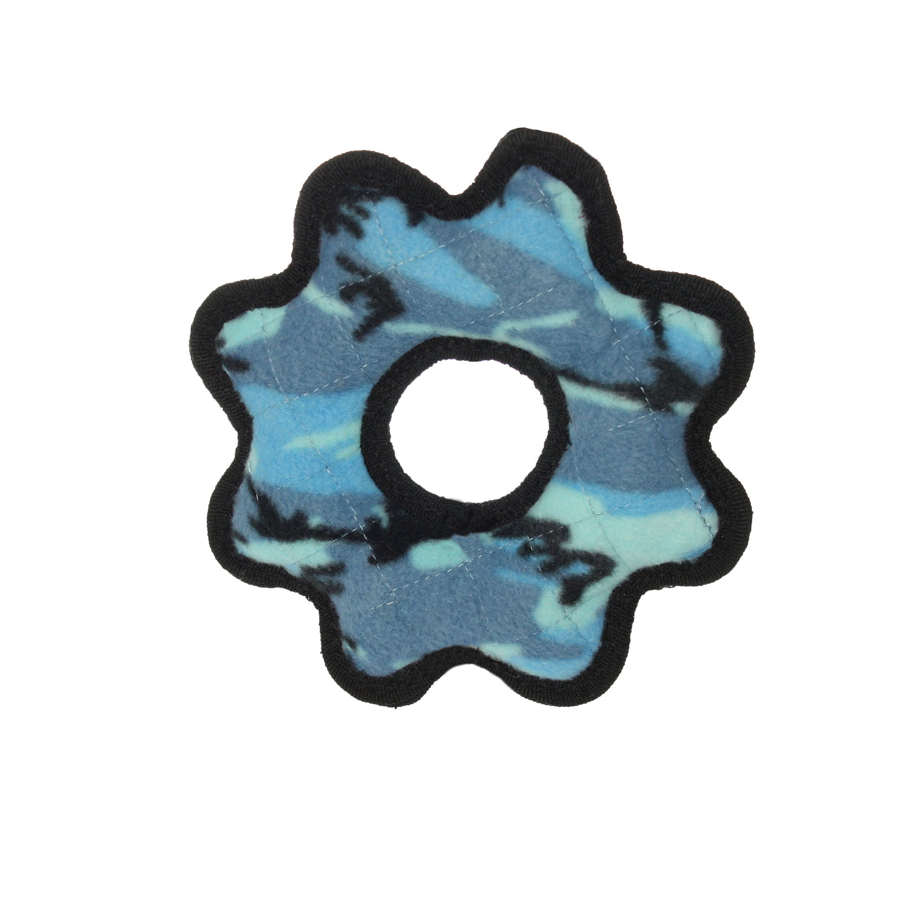 Tuffy Jr Gear Ring Camo Blue, 2-Pack, Durable Plush Squeaky Dog Toys