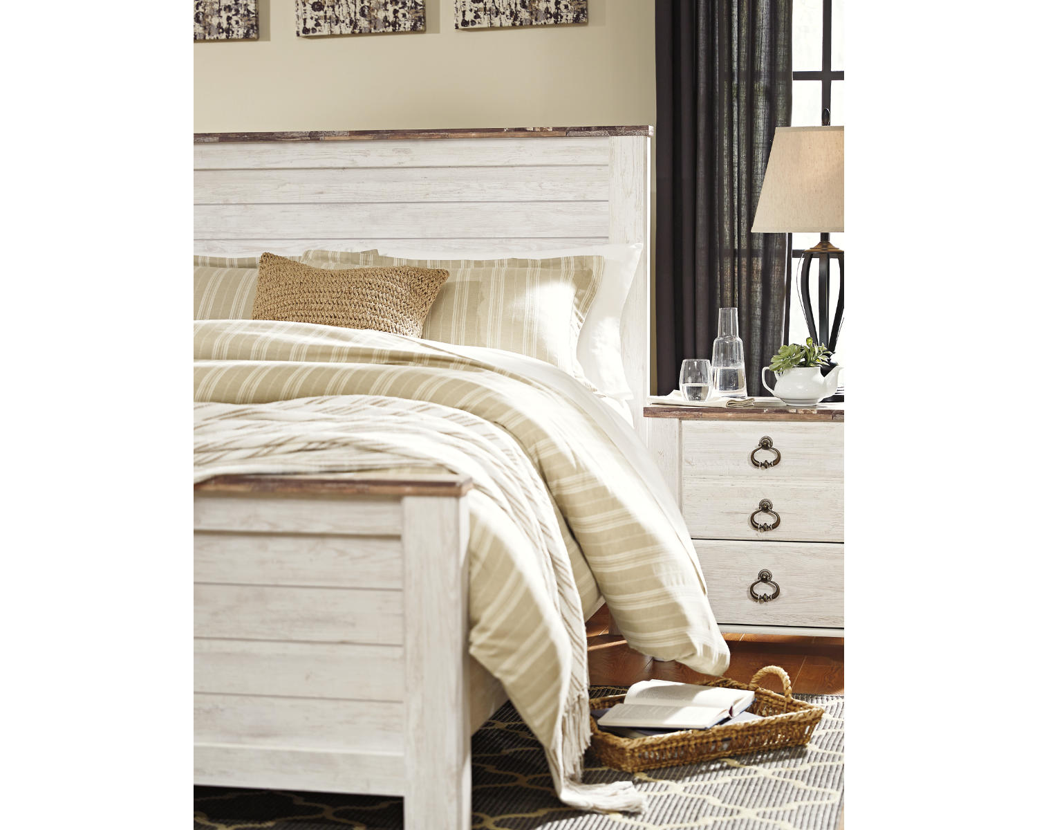Signature Design by Ashley Casual Willowton Queen Panel Headboard  Whitewash - image 4 of 9