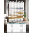 thumbnail image 6 of No Hook Cloth Fabric Shower Curtain with Snap in Liner, Brown Gray White Waterproof Shower Curtains Set with See Through Top Window, Vintage Rustic Abstract Mottled Art Bath Curtains Shower 72"x96", 6 of 6