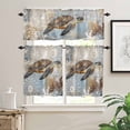 thumbnail image 2 of Retro Abstract Ocean Turtle Kitchen Curtains and Valances Set, Marine Life Starfish Watercolor Rod Pocket Window Valance Window Curtain Panels for Living Room Bedroom Laundry, 27.5x36in, 3 Pieces, 2 of 7