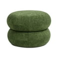 thumbnail image 5 of Nest 19.5" Low Round Upholstered Ottoman with Moss Green Fleeced Teddy Fabric, 5 of 6
