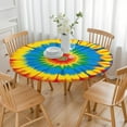 thumbnail image 3 of Colorful Tie Dye Mandala Pattern Round Fitted Tablecloth with Elastic Edge,Dining Table Cover Waterproof,Outdoor Round Tablecloth for Camping,Dining,Indoor and Outdoor, 3 of 7