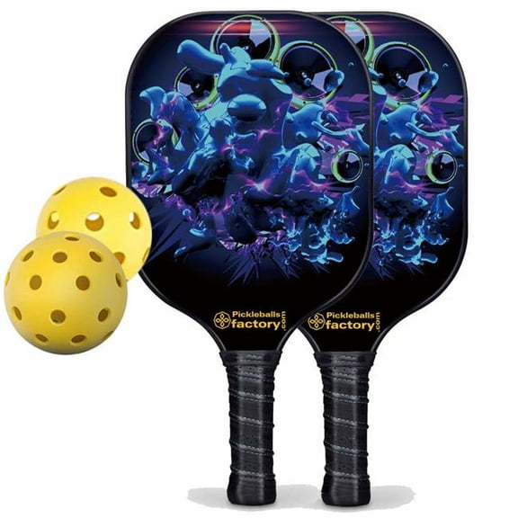 Pickleball Factory PB00048-2-G Near Me Pickleball Set - Mirs Custom Pickleball Paddle, Glassfiber Graphite