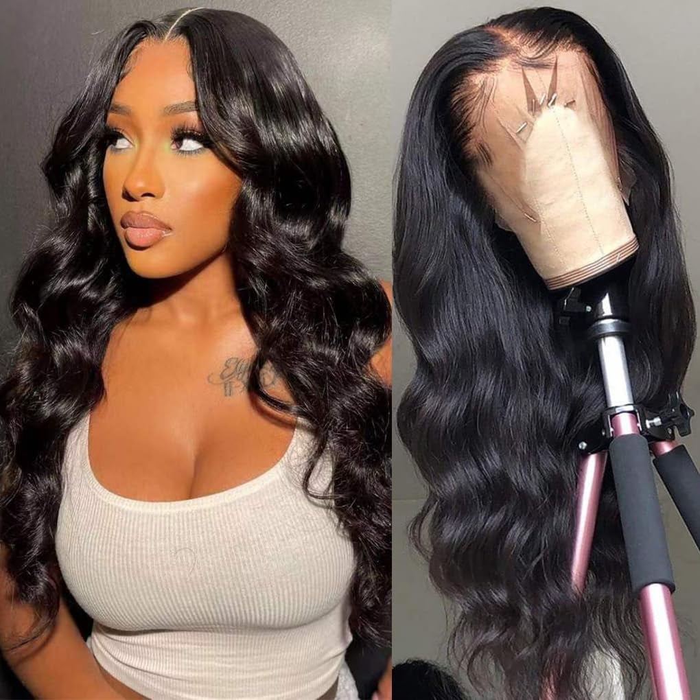 28 Inch Body Wave Lace Front Wigs Human Hair Pre Plucked 
