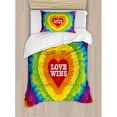 thumbnail image 3 of Pride Duvet Cover Set King Size, Love Wins Celebration Tie Dye Digital Print Backdrop and Rainbow Colors Happiness, Decorative 3 Piece Bedding Set with 2 Pillow Shams, Multicolor, by Ambesonne, 3 of 3