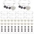 thumbnail image 1 of Kit de pulseras con dijes para madres: 10 brazaletes de alambre ajustables de 2 pulgadas, 50 cuentas de letras esmaltadas "M O M", 20 dijes de corazón de amor con anilla de salto., 1 of 6