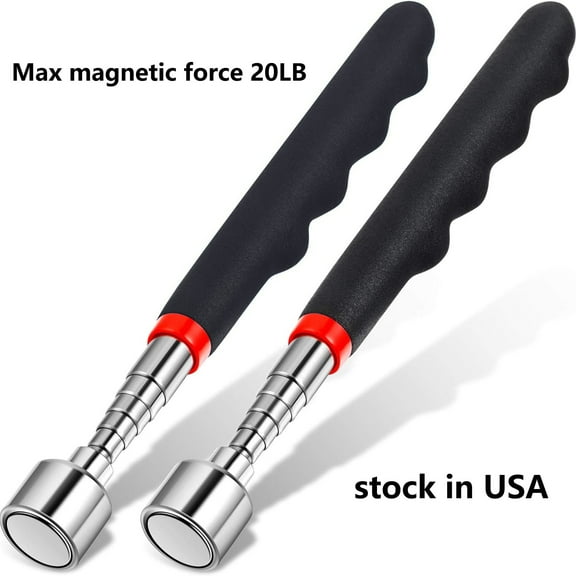 Telescoping Magnetic Pickup Tool 20 Lbs Magnet Extension Tool Telescoping 30 Inch Extendable Stick Gadget for Men Suitable for Birthday Father's Day Christmas(Black,2 Pieces)