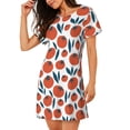 thumbnail image 2 of Vsdgher Chemise de Nuit à Manches Courtes pour Femmes, Motif Tomates Dessinées à la Main, Col Rond, Mignonne, Confortable, 2 of 6
