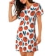 thumbnail image 2 of Fotbe Hand Drawn Tomatoes Bata de Dormir para Mujer con Estampado, Camisón de Algodón de Manga Corta, Ropa de Dormir Casual, 2 of 6