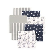 Little Treasure Hudson Baby Boys Cotton Poly Flannel Receiving Blankets 7-Pack, Blue Rocket Ship, 30x30 inches
