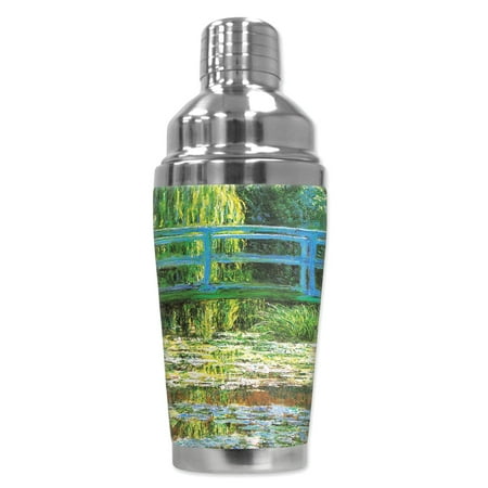 

Mugzie brand 16-Ounce Cocktail Shaker with Insulated Wetsuit Cover - Monet: Japanese Footbridge