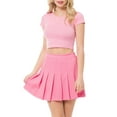 thumbnail image 5 of MixMatchy Women's High Waisted Pleated Plain A-line Tennis Mini Skirt with Back Zipper, 5 of 6