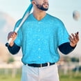thumbnail image 6 of Daiia Sky Blue Glitter Mens Baseball Jersey Button Down Shirts Short Sleeve Sports Uniforms-Small, 6 of 9
