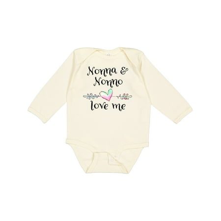 

Inktastic Nonna and Nonno Love Me- Heart Grandchild Gift Baby Boy or Baby Girl Long Sleeve Bodysuit