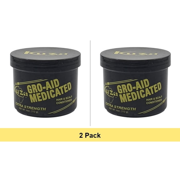 Kuza Gro Aid Medicated Extra Strength Hair and Scalp Conditioner, 4 Oz - 2 Pack