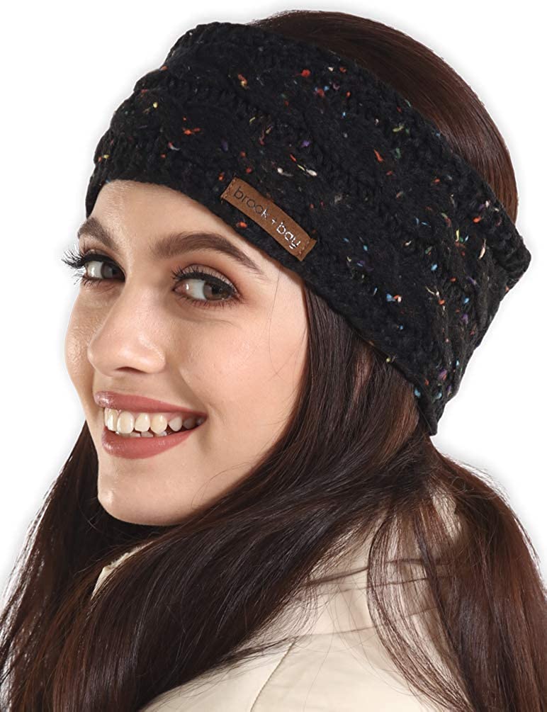 Women Fleece Lined Headband Winter Ear Warmer Headband Head Wrap Cable Headband