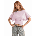 thumbnail image 2 of T-shirts pour Femmes à Col Rond, Taille Resserrée, T-Shirt Décontracté à Manches Courtes, Hauts d'Entraînement, Couleur Unie, T-Shirts Basiques, Rose, 4TG, 2 of 5