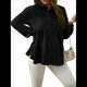 thumbnail image 3 of Camisa de Larga con Cuello Alto para Mujer, Otoño e Invierno 2025, Blusa Holgada de Maternidad, Blusa Informal. Negro XL, 3 of 8