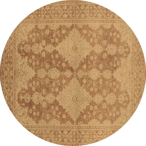 Ahgly Company Indoor Round Oriental Brown Industrial Area Rugs, 7' Round