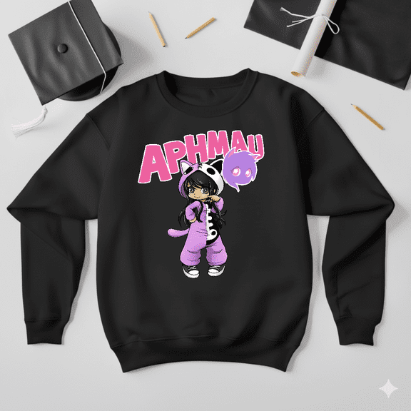 Aphmau Gamer Streamer Cute Cat Cartoon Gaming Fan Graphic Sweatshirt V80423, up to size 5XL